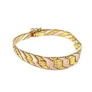 Milor Two Tone Gold Vermeil Silver Bracelet With Intricate Woven Design